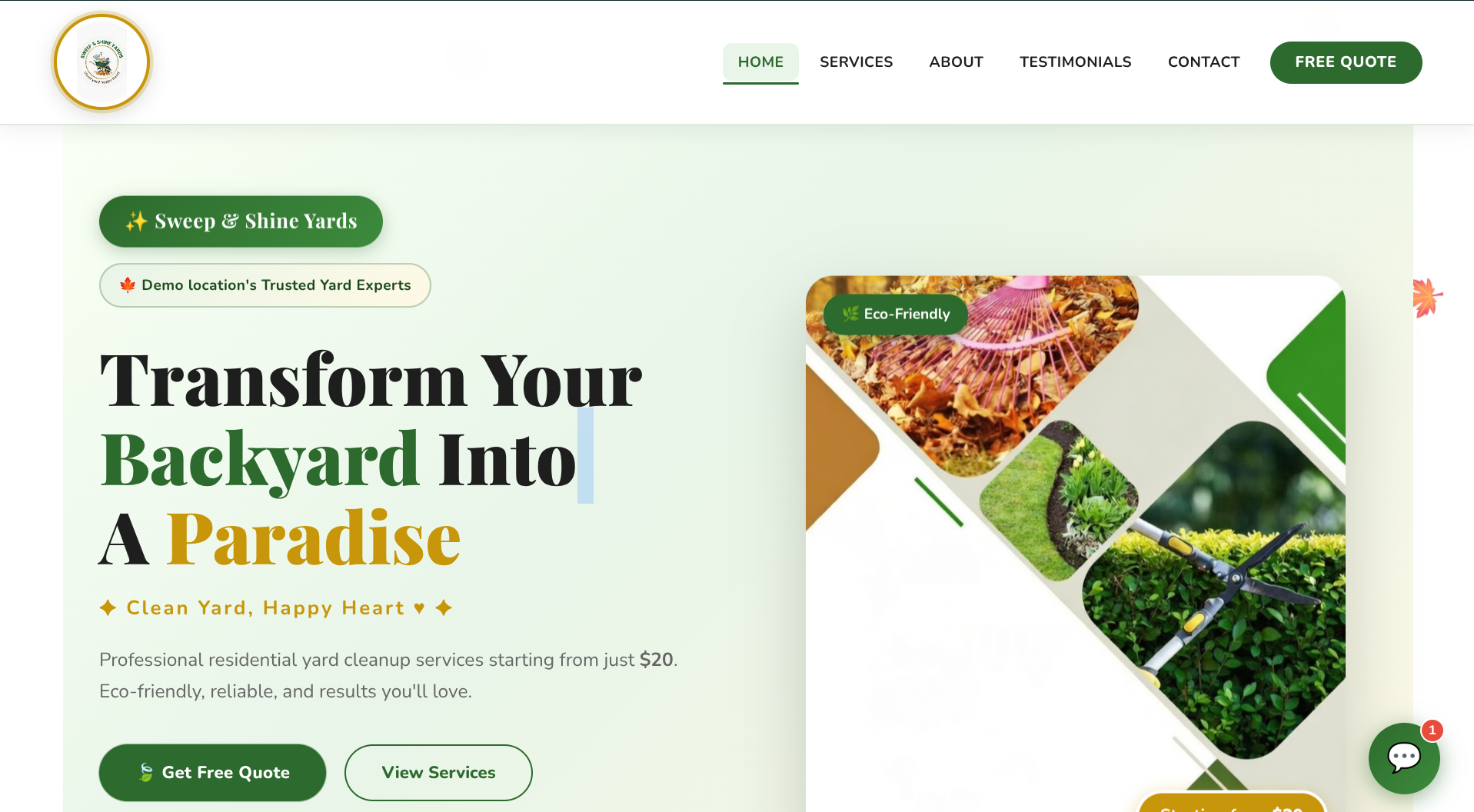 Web Launch Co – Local business website design for Sweep & Shine Yards, Canada